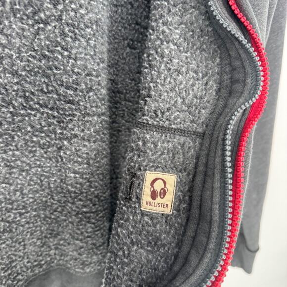Vintage Hollister Women's Gray Full Zip Fleece Lined Hoodie Jacket Size L - Picture 8 of 10